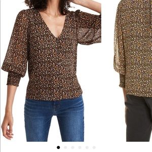 Madewell Georgette Smocked Cuff Button-Up Shirt